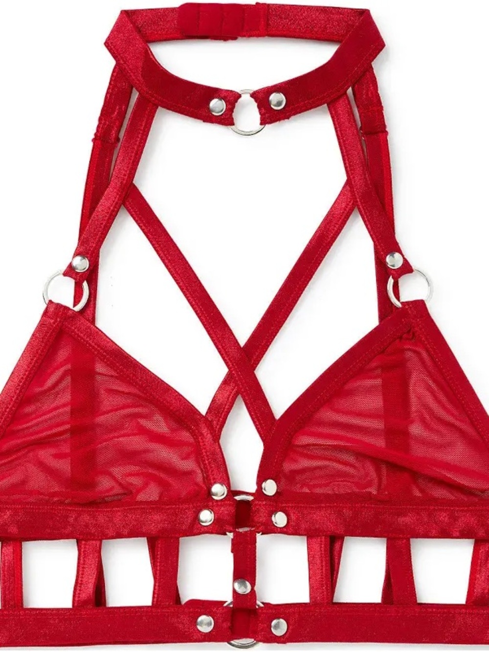 Spencer’s Red Strappy Mesh Bralette